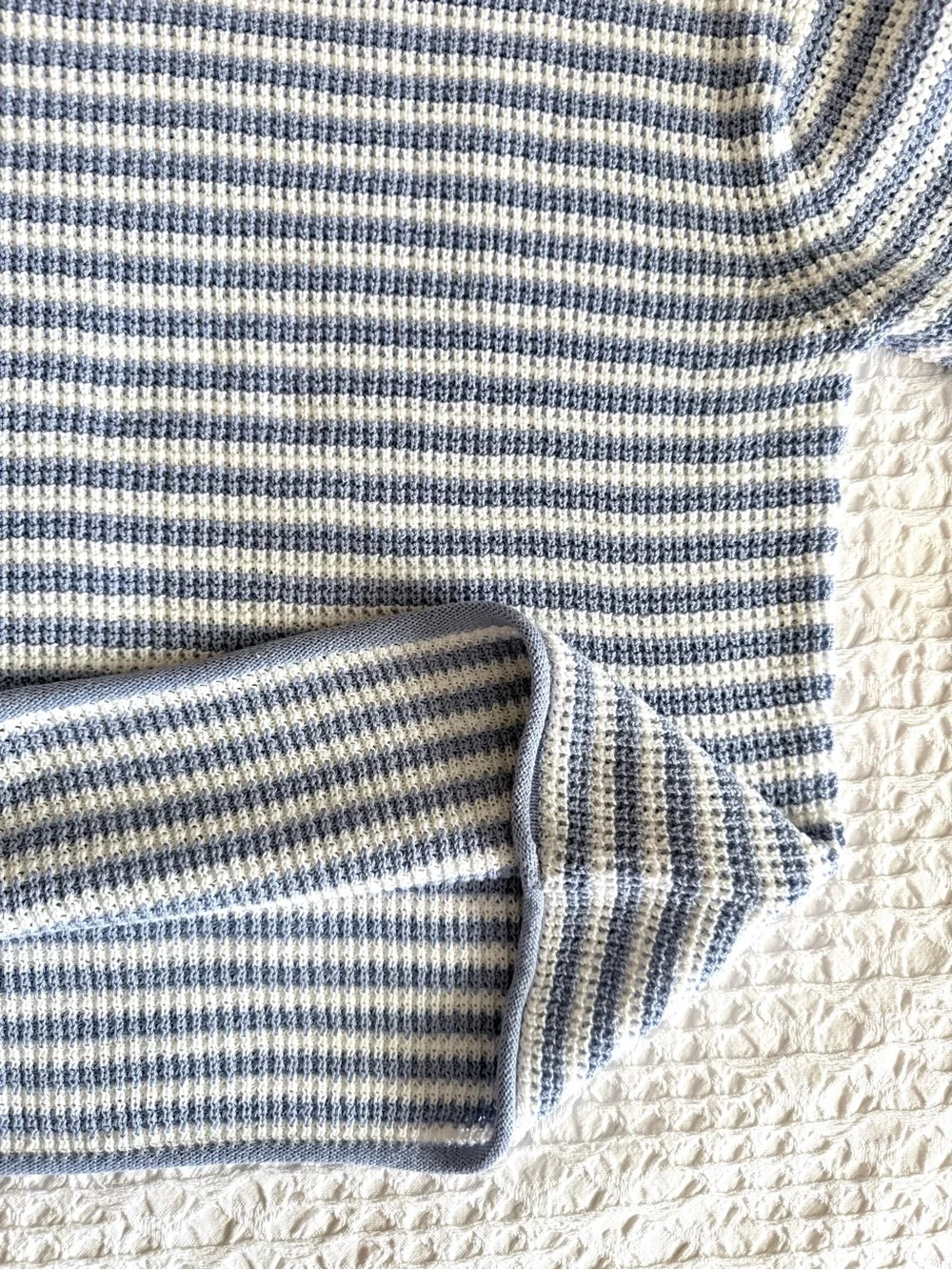 J.Crew Sweater Stripe Blue Ivory Cotton Linen Blend Women’s XL NWT Long Sleeve